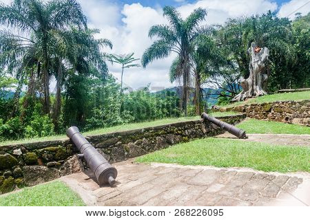 Cannons At Forte Defensor Perpetuo Fort In Paraty, Brazil