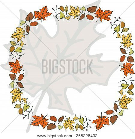 Yellow Leaves - Square Frame. Hand Drawing Vector.