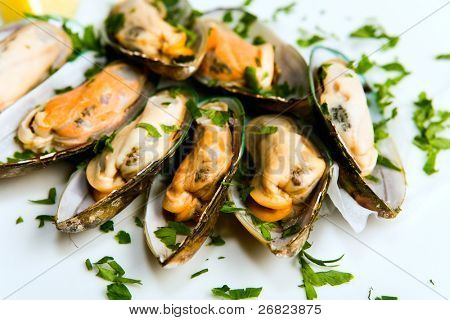 Essbare Muscheln mit Gewürze