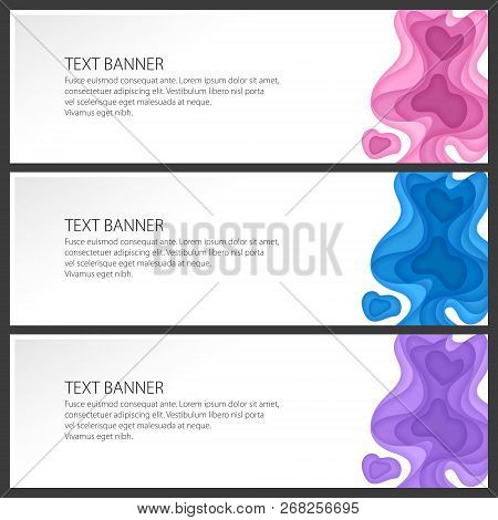 Set Of Modern Abstract Banners, Colorful Gradient Fluid Shapes, Vector Illustration