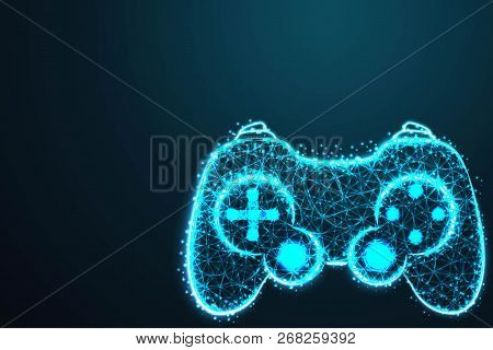 Game Pad Icon. Joy Pad. Joy Stick , With Crumbled Edge On Blue Night Sky With Dots, Stars And Looks 