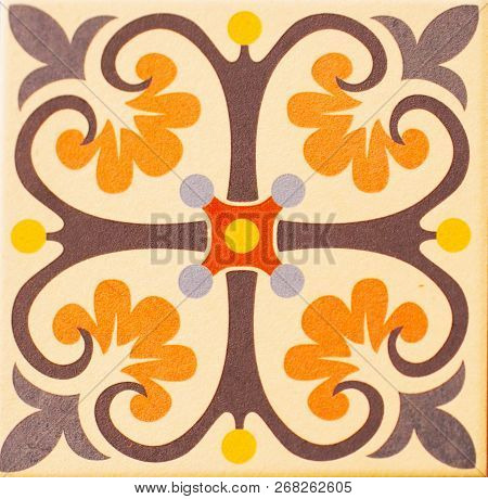 Detail Of The Traditional Tiles From Facade Of Old House. Decorative Tiles.valencian Traditional Til