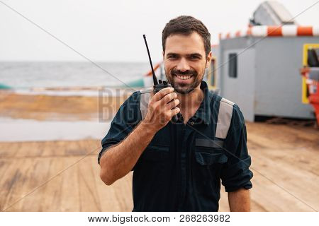 Marine Deck Officer Or Chief Mate On Deck Of Vessel Or Ship
