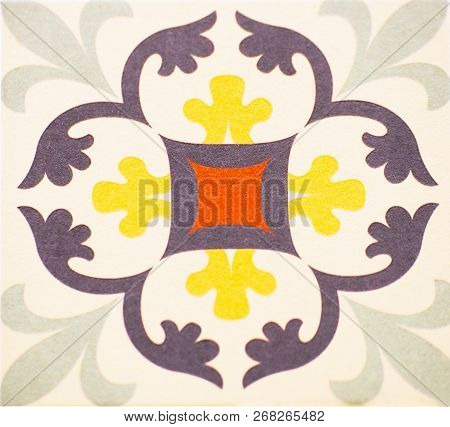 Detail Of The Traditional Tiles From Facade Of Old House. Decorative Tiles.valencian Traditional Til