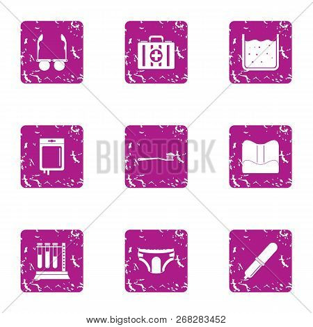 Infirmary Icons Set. Grunge Set Of 9 Infirmary Vector Icons For Web Isolated On White Background