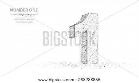 One. Abstract 3d Wireframe Number 1 Sign Isolated On White Background. Celebration, Success, Winner,