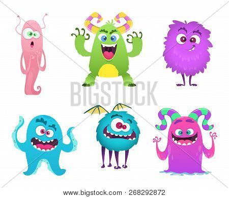 Monsters Mascot. Furry Cute Gremlin Troll Bizarre Funny Toys Vector Cartoon Characters Isolated. Cha