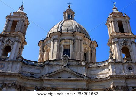 Sant`agnese In Agone Baroque Church In Piazza Navona In Rome, Italy