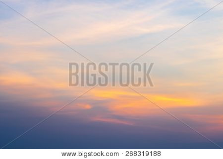 The Sky Is Bright Blue. There Are Clouds Floating Through. Feel Relax When Looking. See The Sun On T