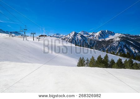 Ski resort on the Aran valley of pyrenees located at the Baqueira village and the Plains of Beret in Lerida Catalonia