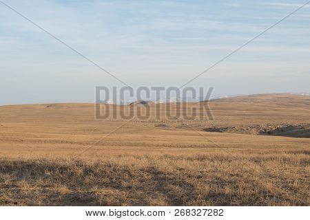 Wide Yellow Valley For Background For Design