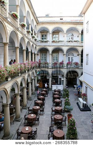Italian Courtyard In Lviv City, Ukraine