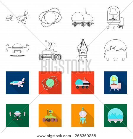 Vector Illustration Of Mars And Space Icon. Set Of Mars And Planet Vector Icon For Stock.
