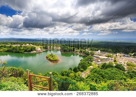 View From Above At Grand Bassin Lake And Temple At Ganga Talao, Mauritius