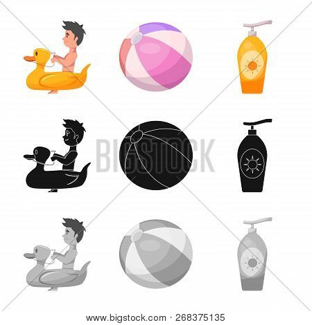 Vector Design Of Pool And Swimming Logo. Collection Of Pool And Activity Stock Symbol For Web.