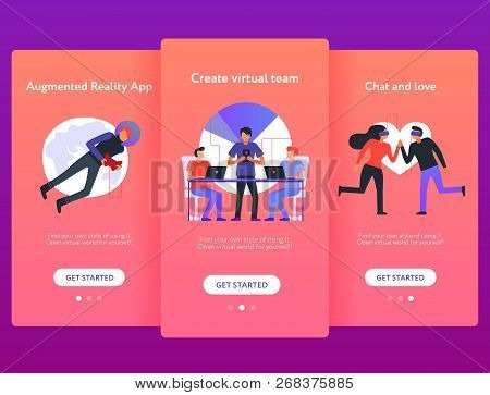 Coworking Mobile Screen Set With Interface And Tips Symbols Flat Isolated Vector Illustration