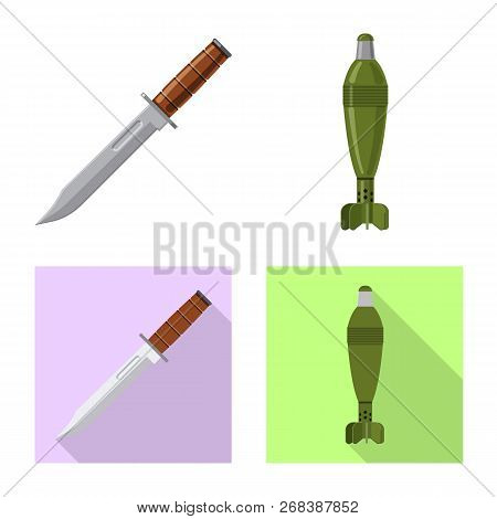 Vector Design Of Weapon And Gun Icon. Collection Of Weapon And Army Stock Vector Illustration.