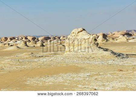 Beautiful Desert Landscape. Western White Desert, Sahara. Egypt. Africa. El - Khiyam. The Tents Vall