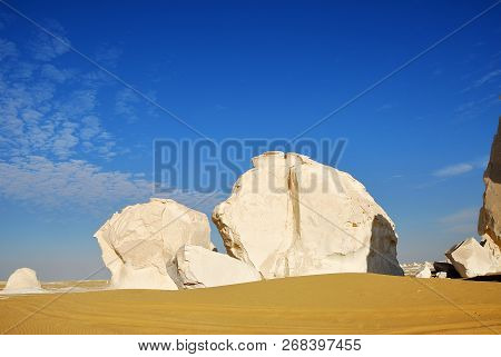 Beautiful Abstract Nature Rock Formations Aka Sculptures In Western White Desert, Sahara. Egypt