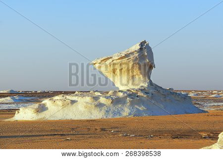 Beautiful Abstract Nature Rock Formations In Western White Desert At Sunrise, Sahara. Egypt