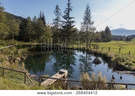 Beautiful Mountain Landscape With Lake Next To Werfenweng In The Salzburger Land
