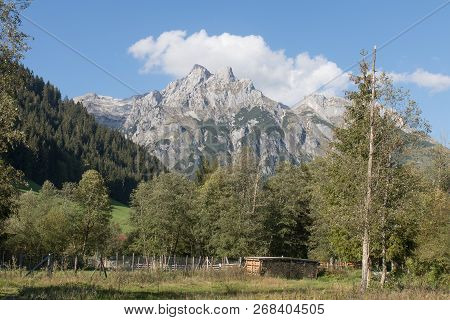 Beautiful Mountain Landscape With Lake Next To Werfenweng In The Salzburger Land
