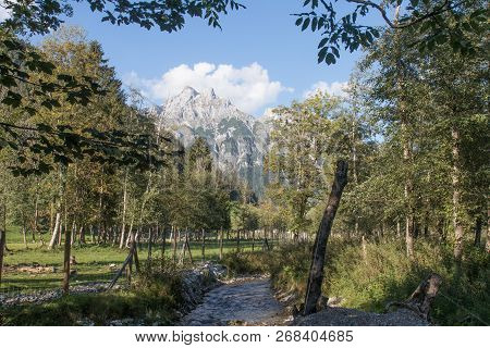 Beautiful Mountain Landscape With Lake Next To Werfenweng In The Salzburger Land