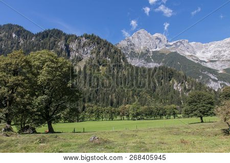 Beautiful Mountain Landscape With Lake Next To Werfenweng In The Salzburger Land