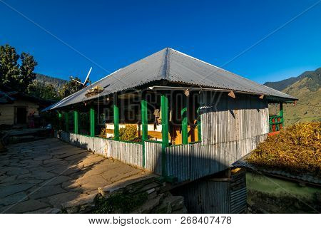 A Traditional Himalayan Wooden House In Sankri Range, Uttarakhand, India