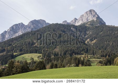 Beautiful Mountain Landscape Next To Werfenweng In The Salzburger Land