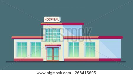 Medical Hospital Building. City Center For Medical Care For Patients. Emergency Hospital. Flat Vecto