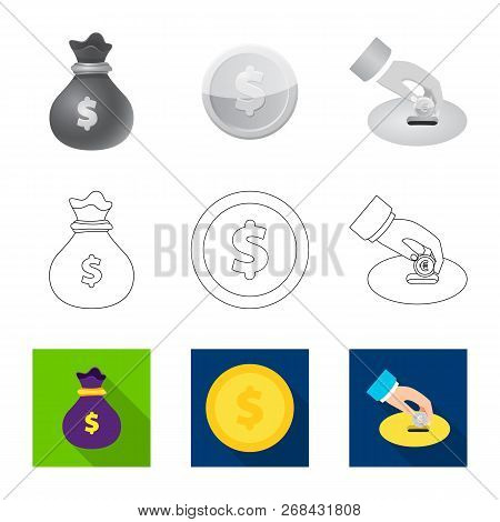 Vector Illustration Of Bank And Money Icon. Set Of Bank And Bill Vector Icon For Stock.