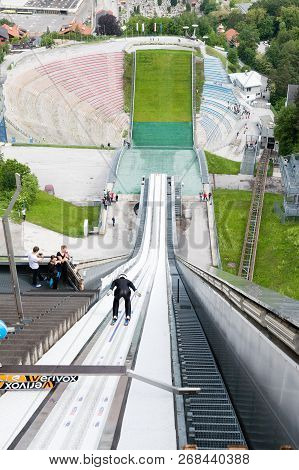 Innsbruck, Austria - May 20, 2018: Bergisel Ski Jumping View, Innsbruck, Austria