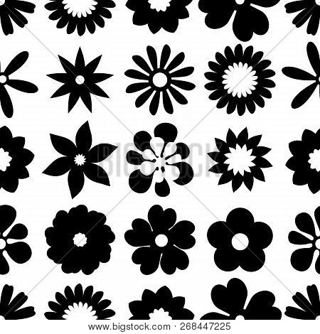 Seamless Pattern With Flowers. Stock Flat Vector Illustration.