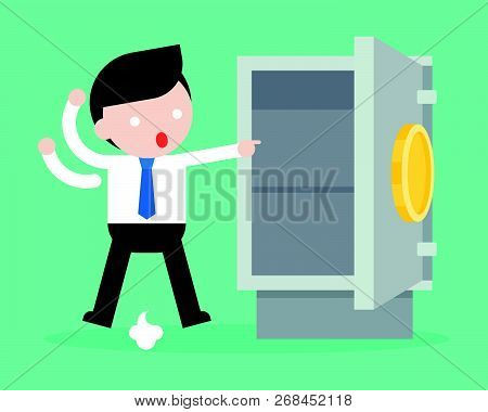 Businessman Paranoid Because Gold And Money Was Stolen From Safe Box, Flat Design