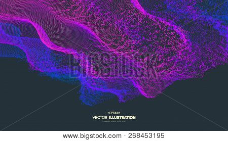 Trendy Abstract Background. Array With Dynamic Particles. Modern Science Or Technology Element. Cybe