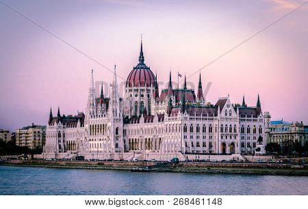 The Hungarian Parliament Building (a.k.a. The Parliament Of Budapest) A Landmark And Popular Tourist