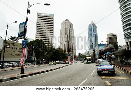 Kuala Lumpur, Malaysia - November 26, 2010: Street View On Jalan P Ramlee Near The Petrona Towers In