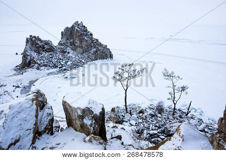 Cape Burkhan (shaman Rock) On Olkhon Island At Baikal Lake, Siberia, Russia
