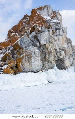 Cape Burkhan (shaman Rock) On Olkhon Island At Baikal Lake, Siberia, Russia