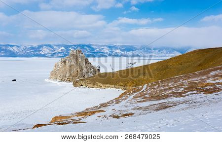 Cape Burkhan (shaman Rock) On Olkhon Island At Baikal Lake, Siberia, Russia