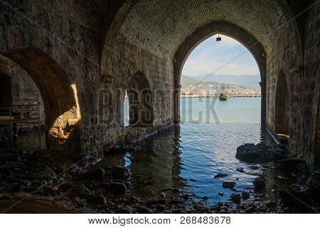 Shipyard Tersane, Alanya Historical Dockyard. Alanya, Antalya District, Turkey, Asia
