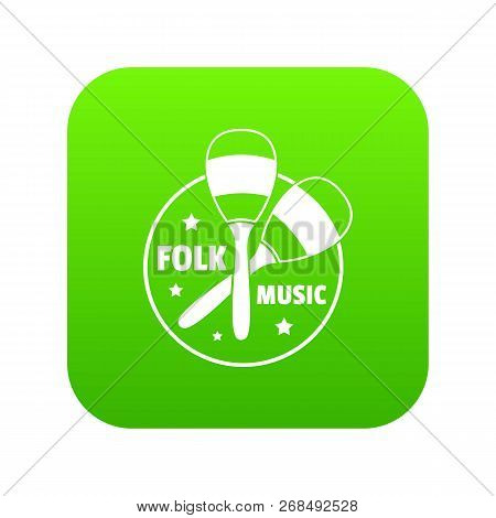 Maraca Icon Green Vector Isolated On White Background