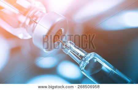 Vaccine Vial Dose Flu Shot Drug Needle Syringe,medical Concept Vaccination Hypodermic Injection Trea