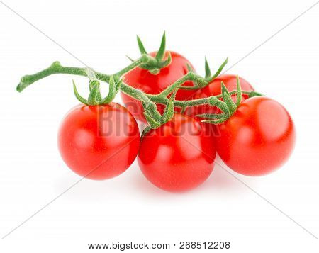 Bunch Of Cherry Tomatoes Isolated On White Background