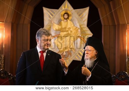 Ecumenical Patriarch Bartholomew And Pesitent Of Ukraine Petro Poroshenko