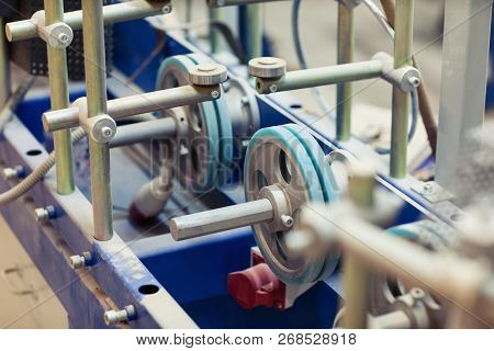 Woodworking Machinery In A Wooden Door Factory