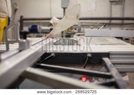 Woodworking Machinery In A Wooden Door Factory