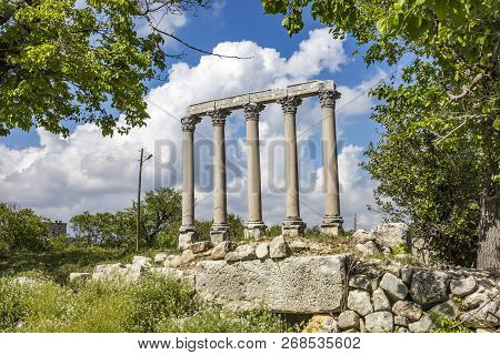 Travel Concept Photo. Uzuncaburc Historical Ancient City Mersin / Turkey