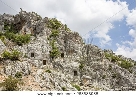 Travel Concept Photo. Uzuncaburc Historical Ancient City Mersin / Turkey